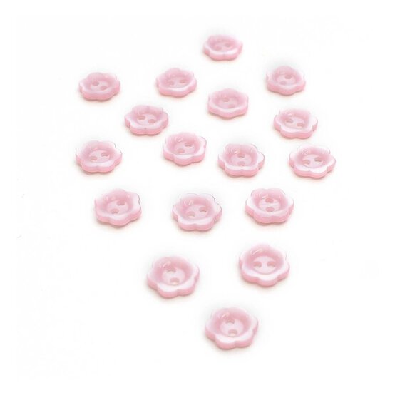 Hemline Pink Basic Flower Button 17 Pack image number 1