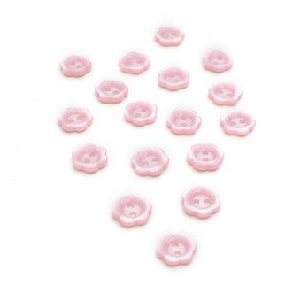 Hemline Pink Basic Flower Button 17 Pack