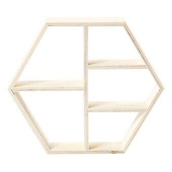 Hexagon Wooden Shelf 28.5cm x 25cm