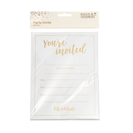 Create & Celebrate Gold Party Invitations 20 Pack image number 3