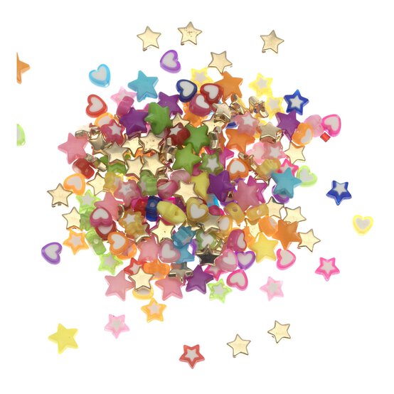 Mixed Star and Heart Beads 40g image number 1