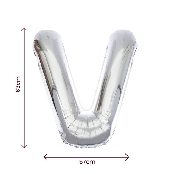 Extra Large Silver Foil Letter V Balloon image number 2