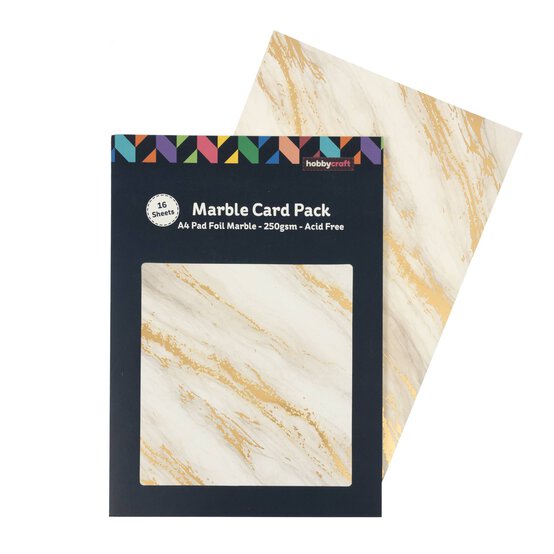 White Marble Foil Card A4 16 Pack image number 1