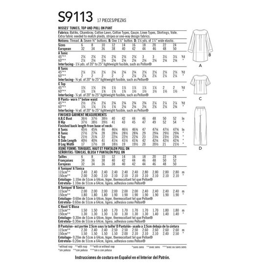 Simplicity Women’s Tunic and Trousers Sewing Pattern S9113 image number 2