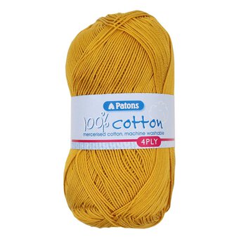 Patons Yellow 100% Cotton 4 Ply 100g