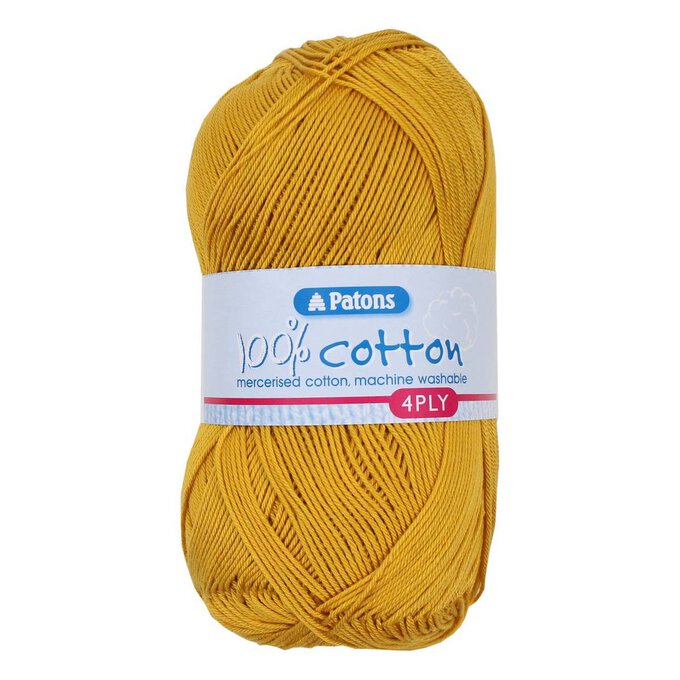 Patons Yellow 100% Cotton 4 Ply 100g image number 1