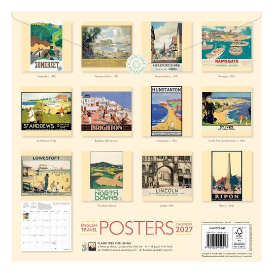 English Travel Posters Wall Calendar 2027 image number 4