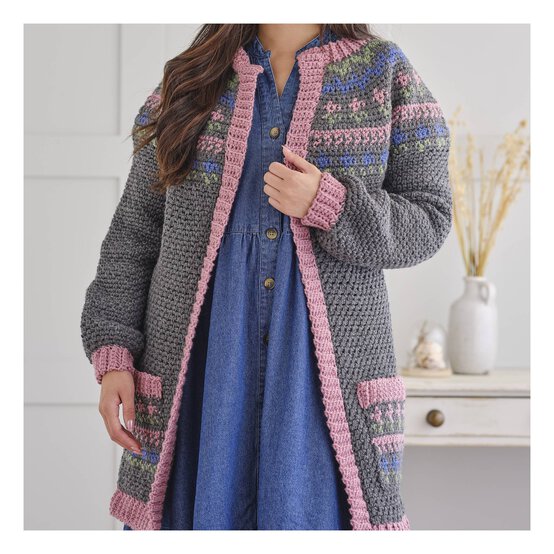 Knitcraft Crochet Flower Fair Isle Cardigan Digital Pattern 0359 image number 1