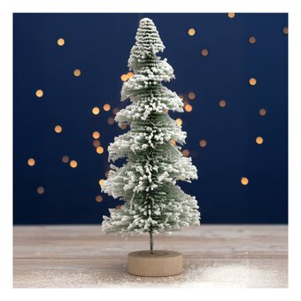 Green Bottle Brush Tree with Snow 33cm 