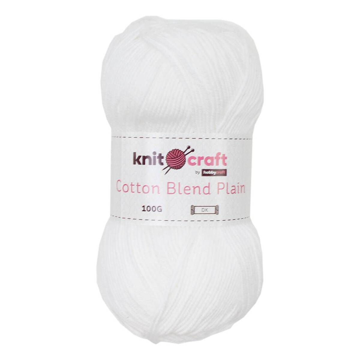 Knitcraft White Cotton Blend Plain DK Yarn 100g Hobbycraft