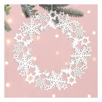 Snowflake and Star Wooden Wreath 20cm