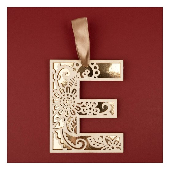 Wooden Filigree Hanging Letter E 12cm image number 2