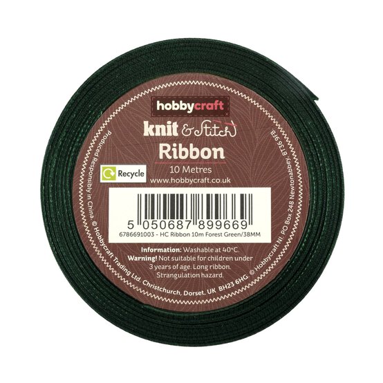 Forest Green Satin Ribbon 38mm x 10m image number 2