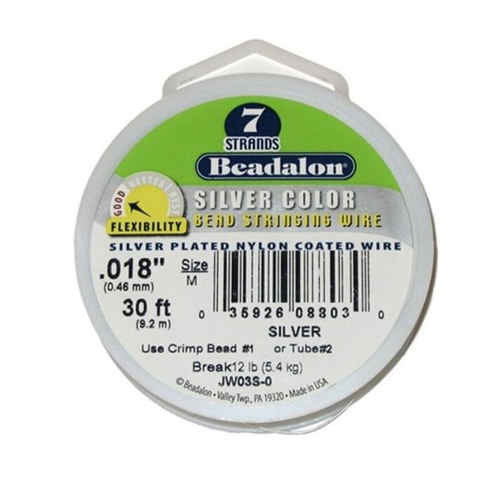 Beadalon Silver Bead Stringing Wire 0.45mm x 9.2m image number 1