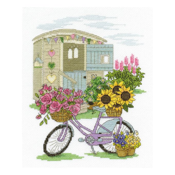 DMC Flower Bicycle Cross Stitch Kit image number 1