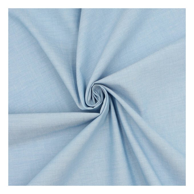 Blue Chambray Cotton Fabric by the Metre image number 1