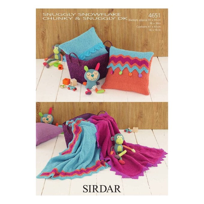 Sirdar Snowflake Chunky and Snuggly DK Blankets and Cushions Digital Pattern 4651 image number 1