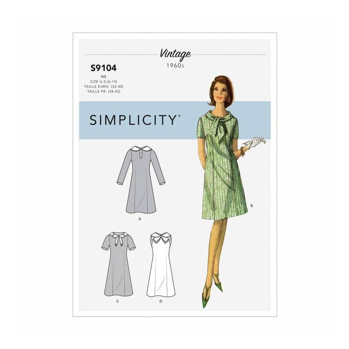 Simplicity Vintage Dress Sewing Pattern S9104 (6-14) image number 1