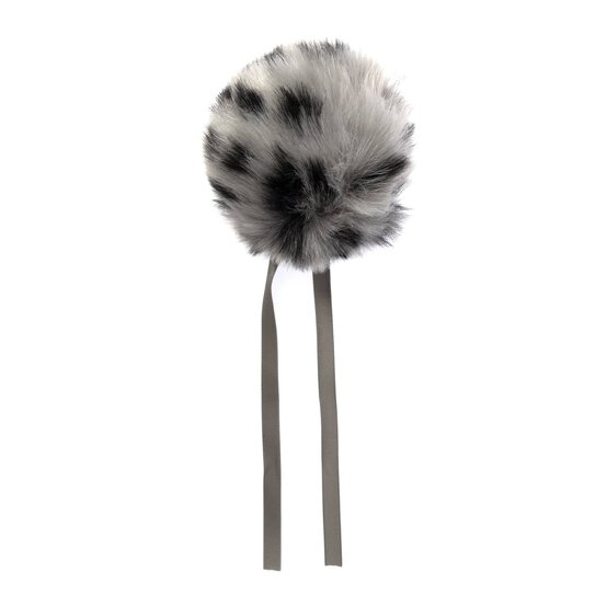 Grey Leopard Faux Fur Pom Pom 11cm image number 4