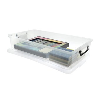 Clear Split Lid Rolling Storage Box 35 Litres