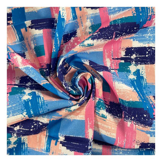 Blue Abstract Print Cotton Fabric by the Metre image number 1