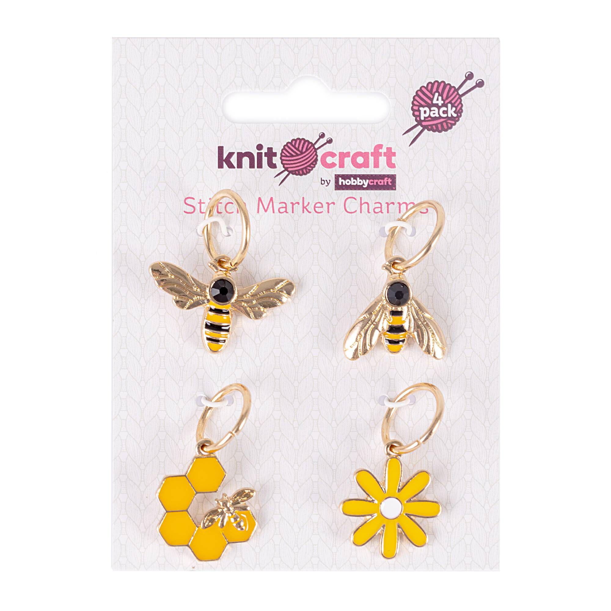 Bee Stitch Marker Charms 4 Pack Hobbycraft