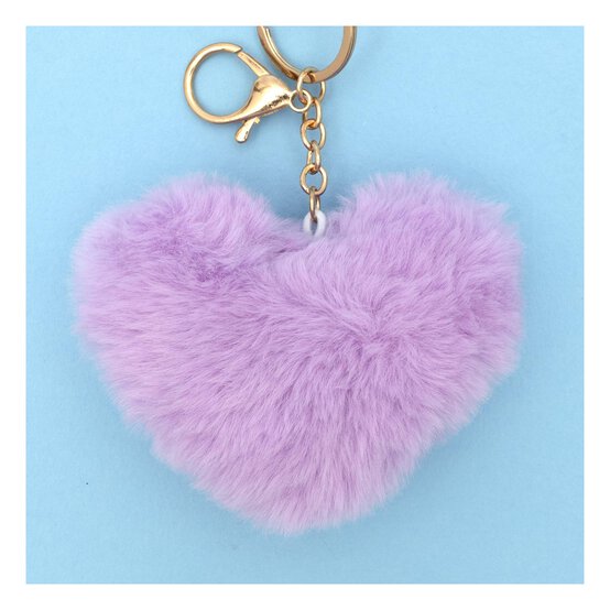 Purple Pom Pom Heart Keyring image number 2