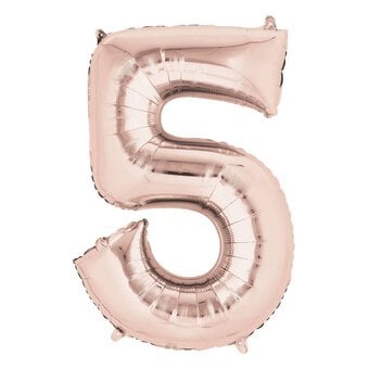 Extra Large Rose Gold Foil Number 5 Balloon