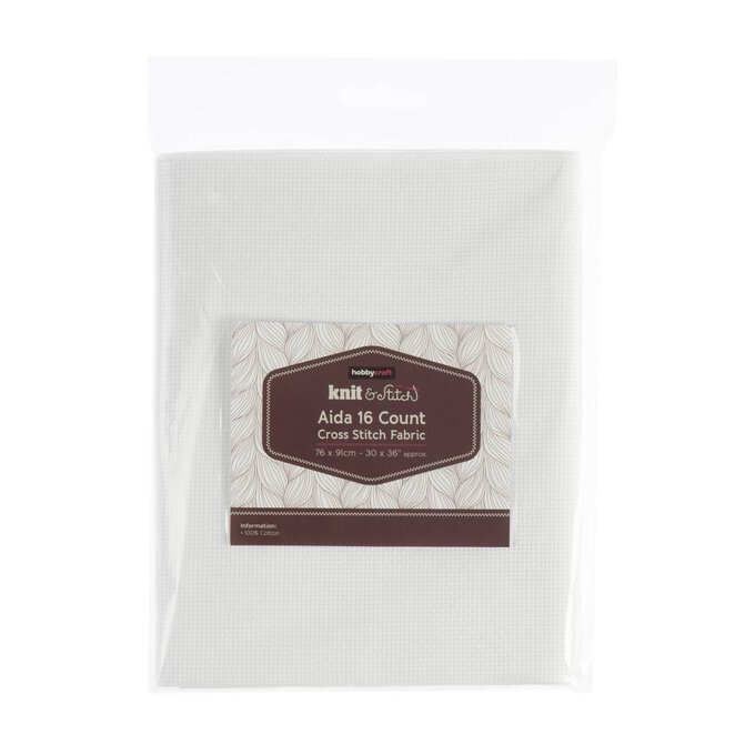White 16 Count Aida Fabric 76cm x 91cm Hobbycraft