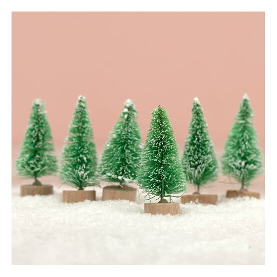 Mini Green Bottle Brush Trees 4.5cm 6 Pack image number 1