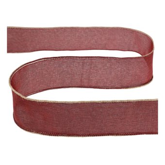Red and Jute Trim Wire Edge Ribbon 63mm x 3m