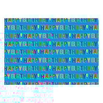 Hullabaloo Blue Happy Birthday Gift Wrap 70cm x 2m