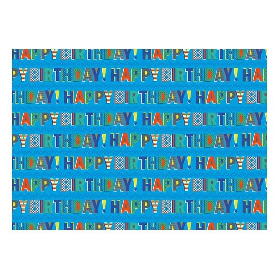 Hullabaloo Blue Happy Birthday Gift Wrap 70cm x 2m image number 1