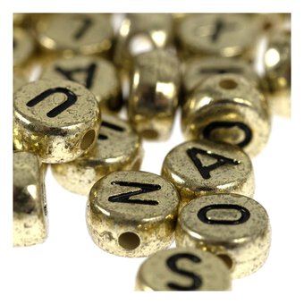 Black Letter Gold Alphabet Beads 40g image number 3