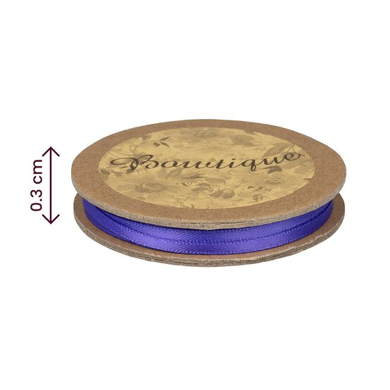Purple Double-Faced Satin Ribbon 3mm x 5m image number 4
