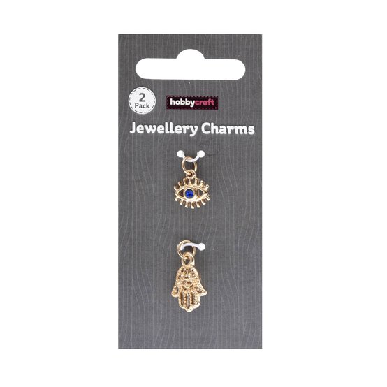 Gold Eye and Hand Jewellery Charms 2 Pack  image number 1
