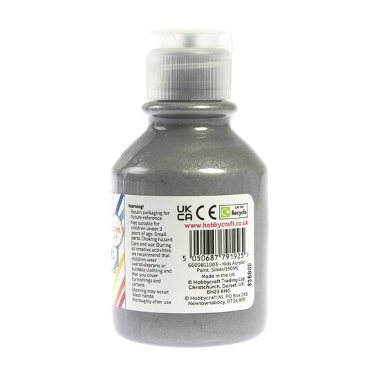 Kids’ Silver Acrylic Paint 150ml image number 3