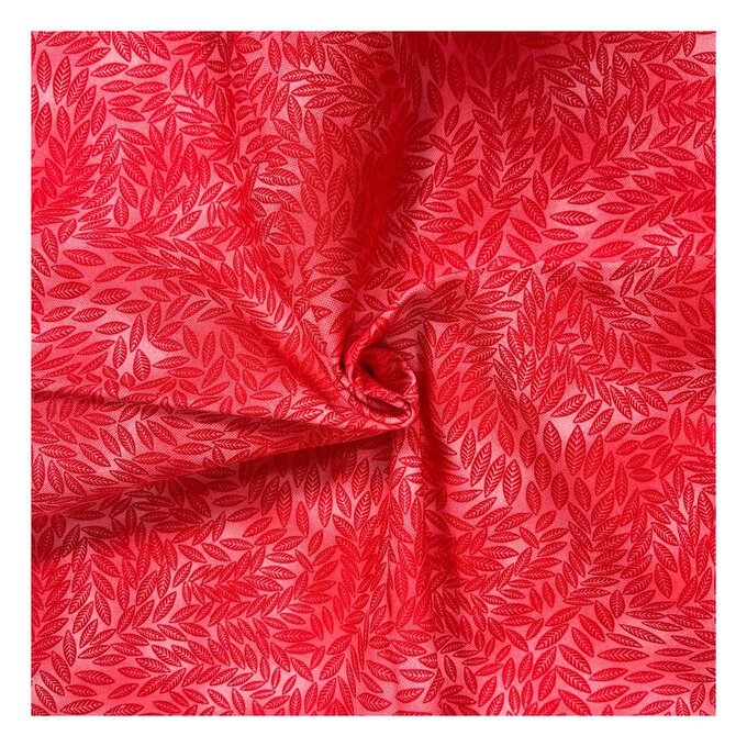 Red Cotton Textured Leaf Blender Fabric by the Metre image number 1