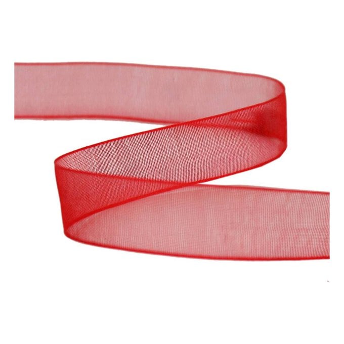 Red Organdie Ribbon 12mm x 6m image number 1