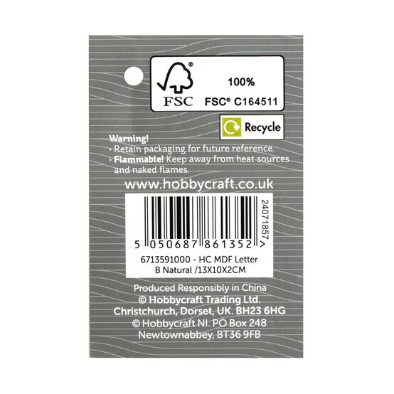 MDF Wooden Letter B 13cm image number 5