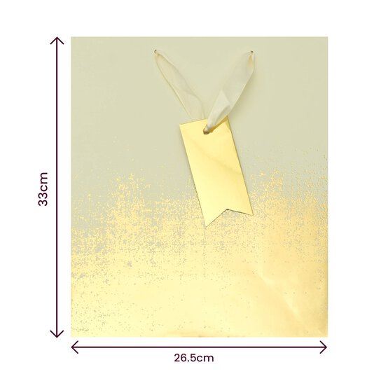 Gold and Cream Distressed Gift Bag 26.5cm x 33cm image number 5