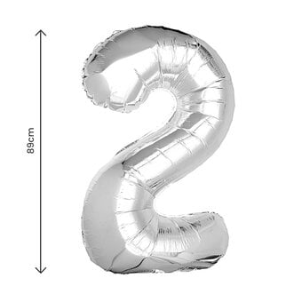 Extra Large Silver Foil Number 2 Balloon image number 2