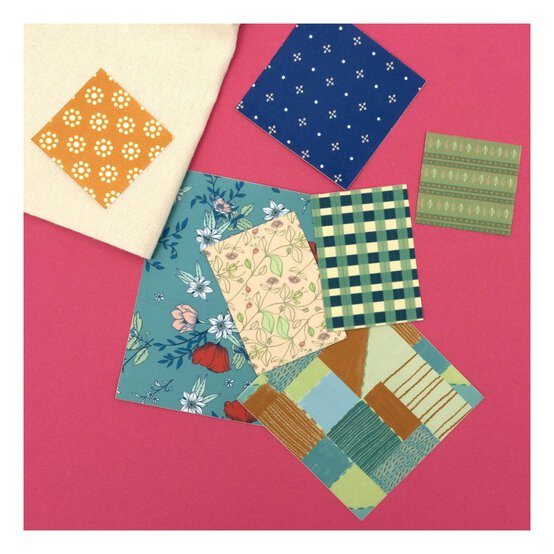 Assorted Print Iron-On Fabric Patches 7 Pack image number 2