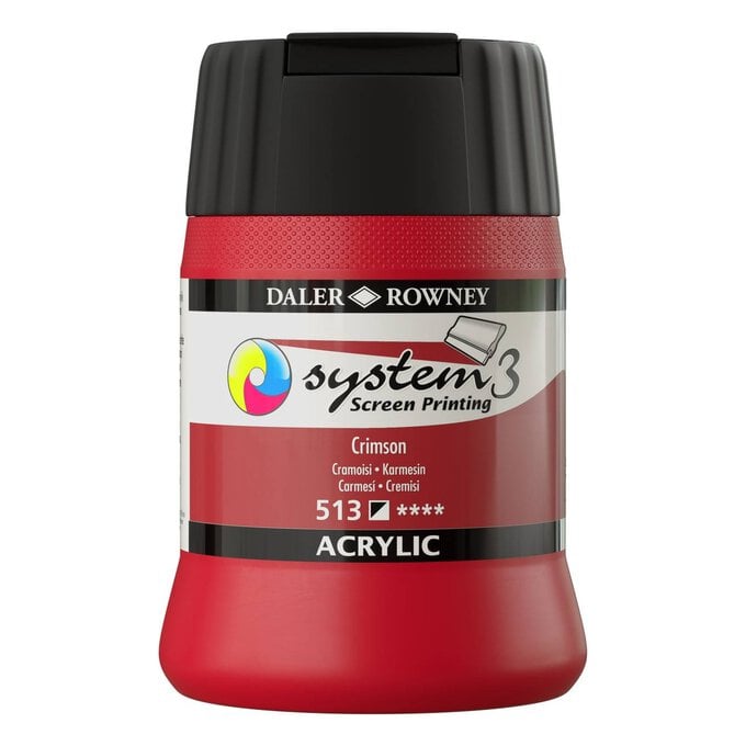 Daler-Rowney System3 Crimson Screen Printing Acrylic Ink 250ml image number 1