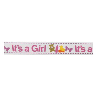 It's a Girl Satin Ribbon 12mm x 3.5m image number 2