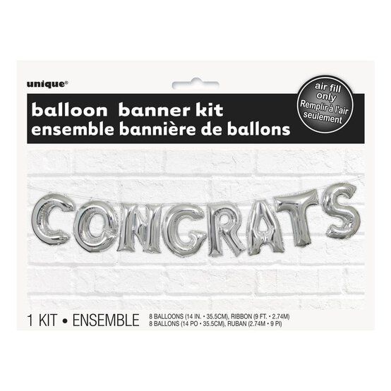 Silver Congrats Balloon Banner image number 2