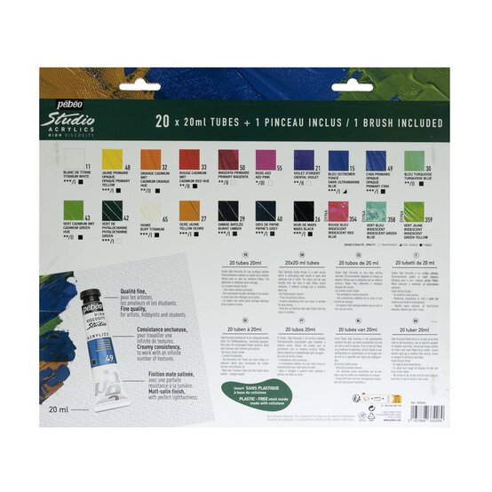 Pebeo Acrylic Paint and Brush Set 20 Pack image number 5