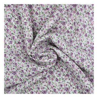 Lilac Ditsy Floral Crinkle Print Fabric by the Metre
