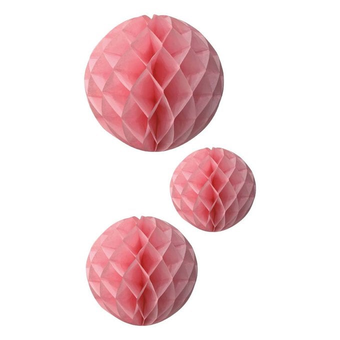 Pink Honeycomb Ball Decorations 3 Pack image number 1