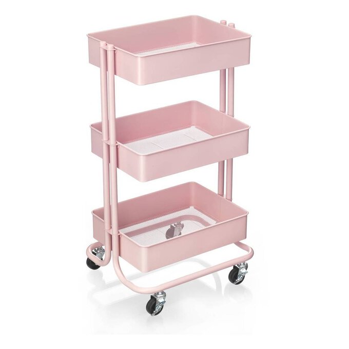 Blush Pink Three Tier Storage Trolley image number 1